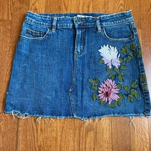 Embroidered denim jean skirt